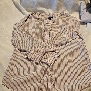 Talbots Black and White Striped Blouse